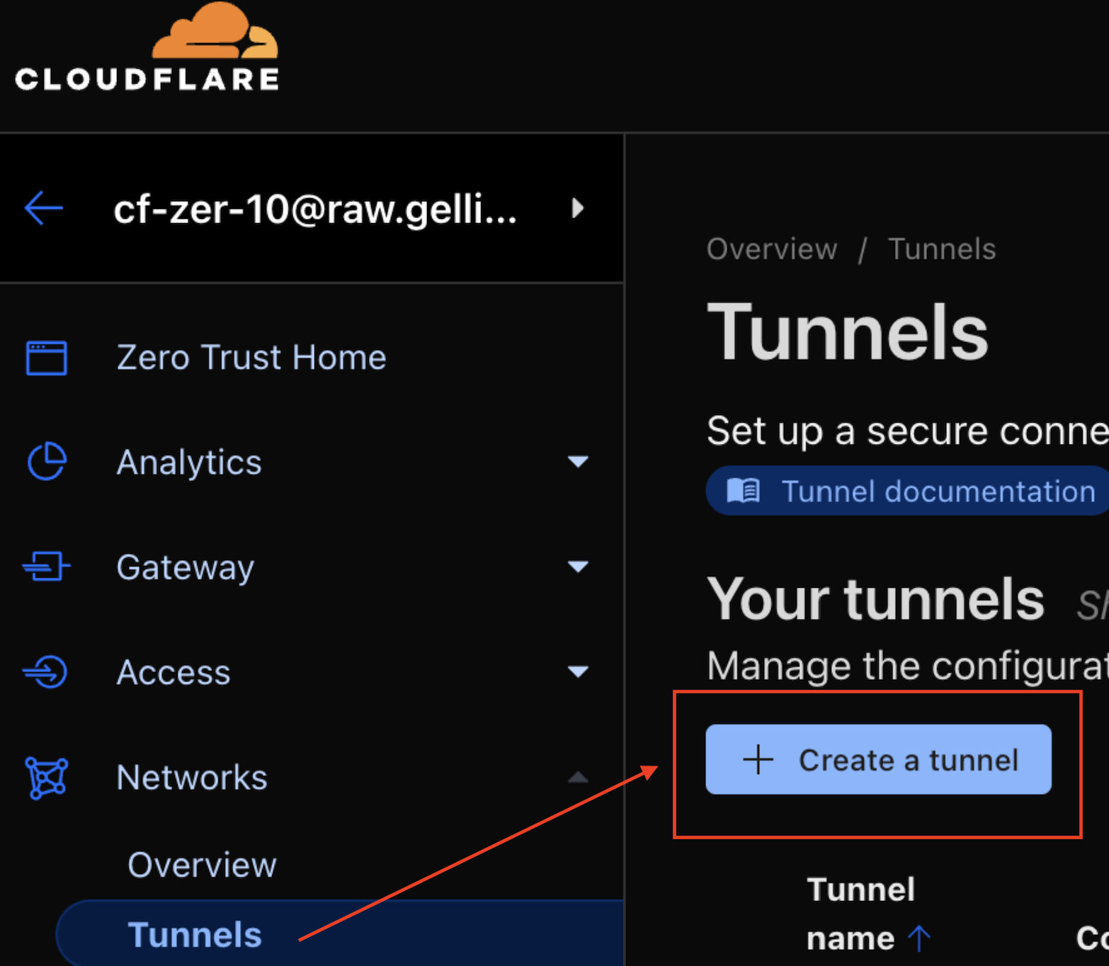 CF Tunnel create